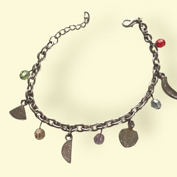 Vintage Cutie Fruity Charm Bracelet Silver Chain - Picture 5 of 6